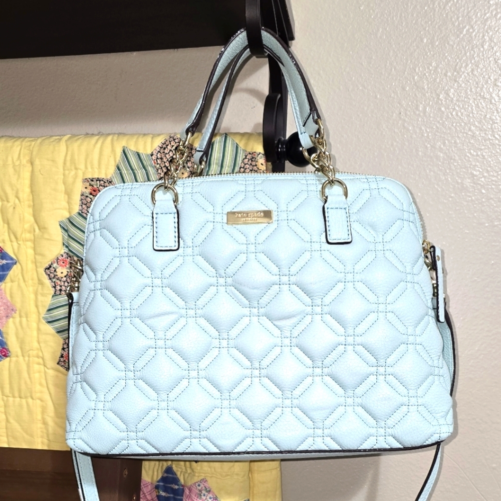 NEW Kate Spade blue quilted leather